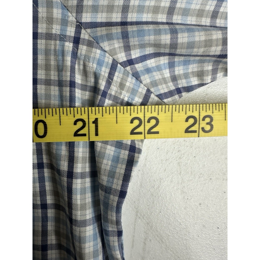 Peter Millar Crown Crafted Mens M Blue Gray Plaid Flex Fit Button-Down Shirt - Picture 11 of 13